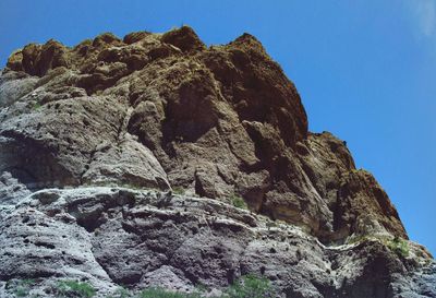 Low angle view of rock formation against blue sky