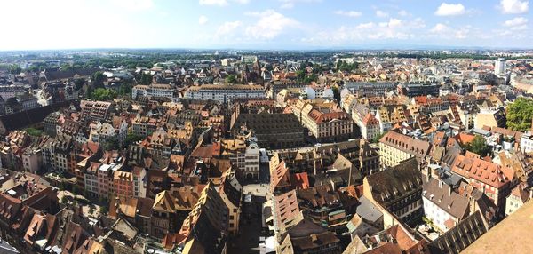 High angle view of cityscape against sky
