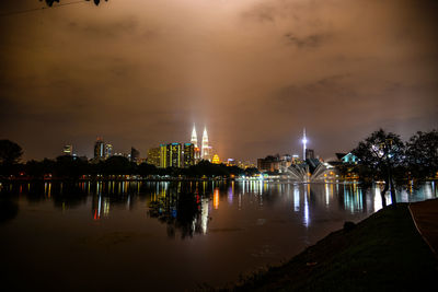 City lit up at night