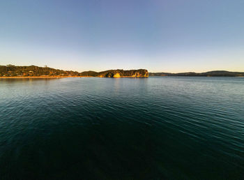 Scenic view of sea against clear sky