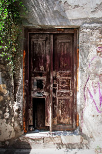 Closed door of old building