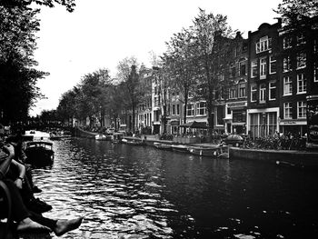 View of canal in city