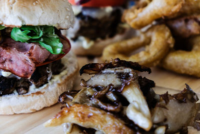 Close-up of burger in plate