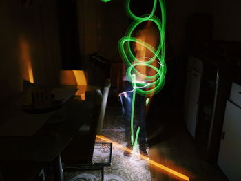 Light painting on table at home