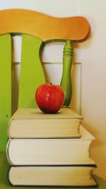 Close-up of red object on table