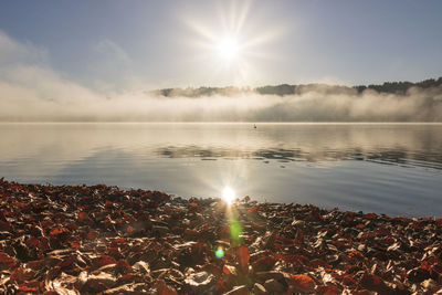 Scenic view of lake against sky