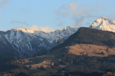 View of mountain range in winter