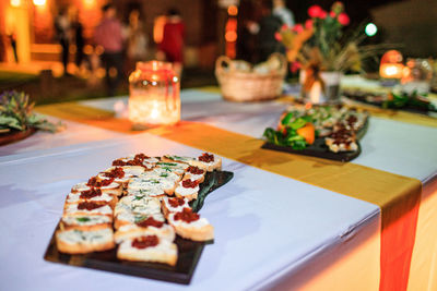 Close-up of food in plate on table