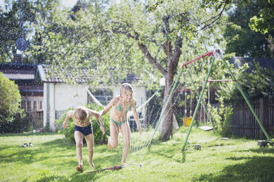 Full length of women in yard