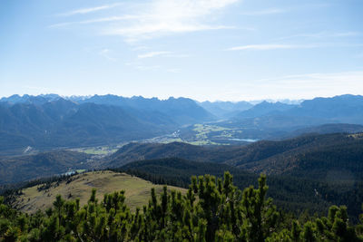 Scenic view of mountains against sky