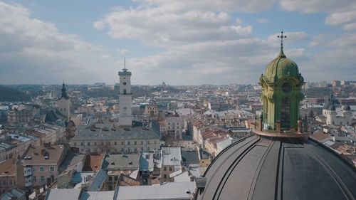 High angle view of building in city