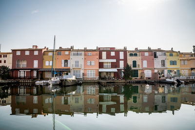 Reflection of buildings on water