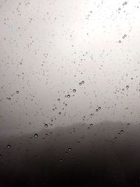 Full frame shot of raindrops on glass window