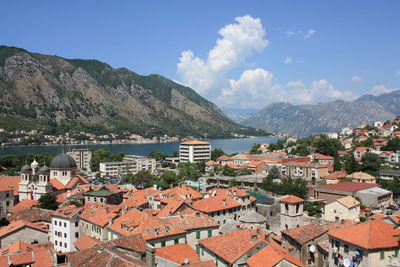 High angle shot of townscape