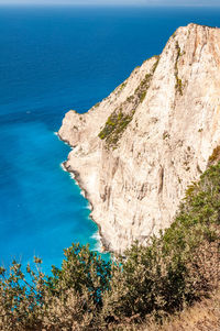 Scenic view of sea against blue sky