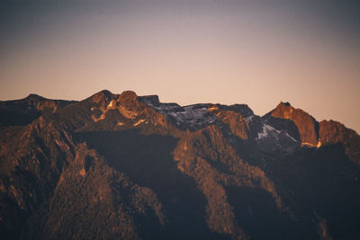 View of mountain range against clear sky