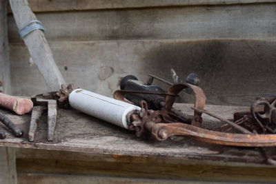 Close-up of rusty machine