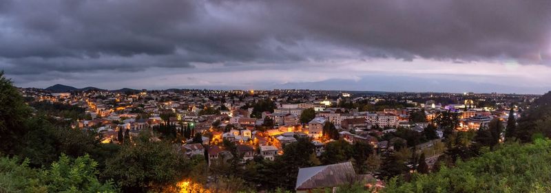 High angle view of townscape against sky at dusk