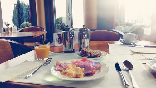 Close-up of food on table