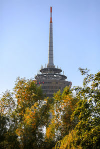 Low angle view of tower against clear sky