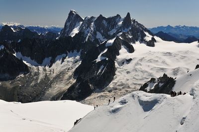 Scenic view of snow covered mountains against sky