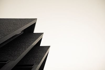 Low angle view of modern building against clear sky