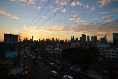 View of cityscape at sunset