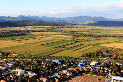 High angle view of farms