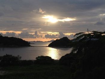 Scenic view of sea against cloudy sky