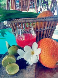 Close-up of fruits on table
