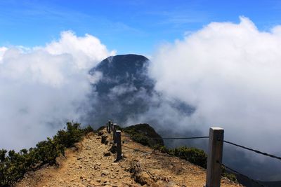 View of mountain against cloudy sky