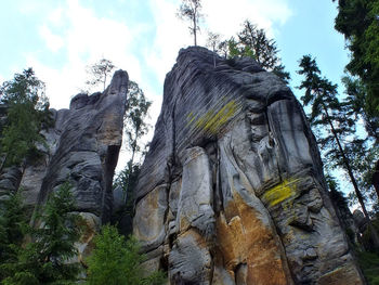 Low angle view of statue against rock formation