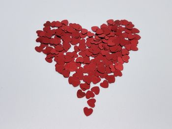 Close-up of heart shape on table against white background