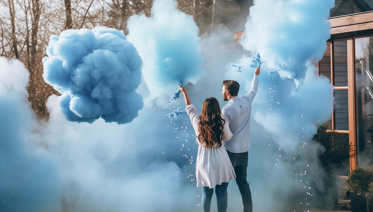 adult, smoke, blue, men, two people, nature, young adult, togetherness, women, cloud, sky, winter, architecture, emotion, communication, outdoors, standing, day, building exterior, positive emotion, holding, celebration, happiness, clothing, snow