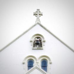 Low angle view of building against clear sky