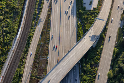 High angle view of highway by street