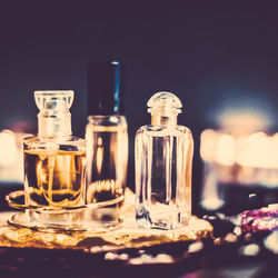 Close-up of bottles on table