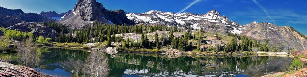 Lake blanche panorama wasatch front rocky mountains twin peaks wilderness big cottonwood canyon utah