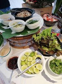 High angle view of food in plate