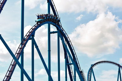 Low angle view of rollercoaster against sky