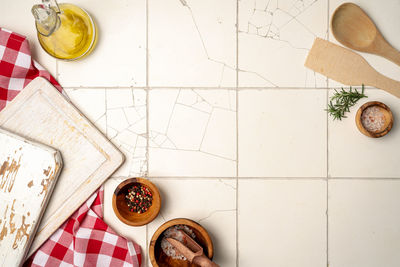 High angle view of food on table