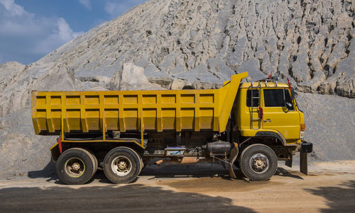 Semi truck at gravel mine in thailand