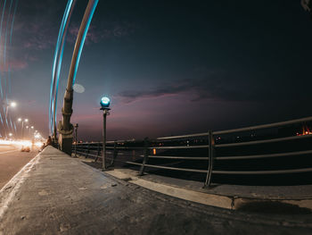 Illuminated street lights at night