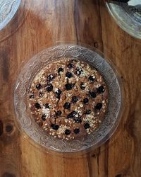 High angle view of cake on table