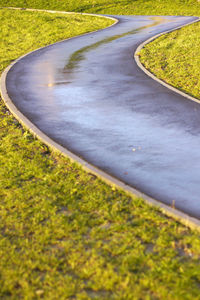 High angle view of empty road