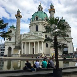 Tourists in front of church