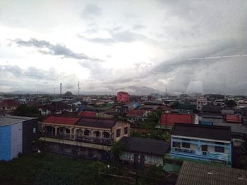 High angle view of townscape against sky