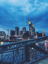 View of cityscape against cloudy sky