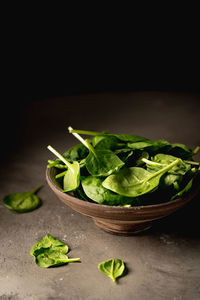 Close-up of salad in bowl on table