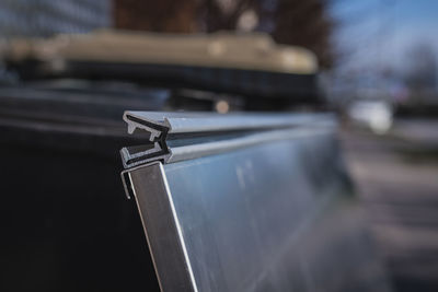 Close-up of crane against blurred background